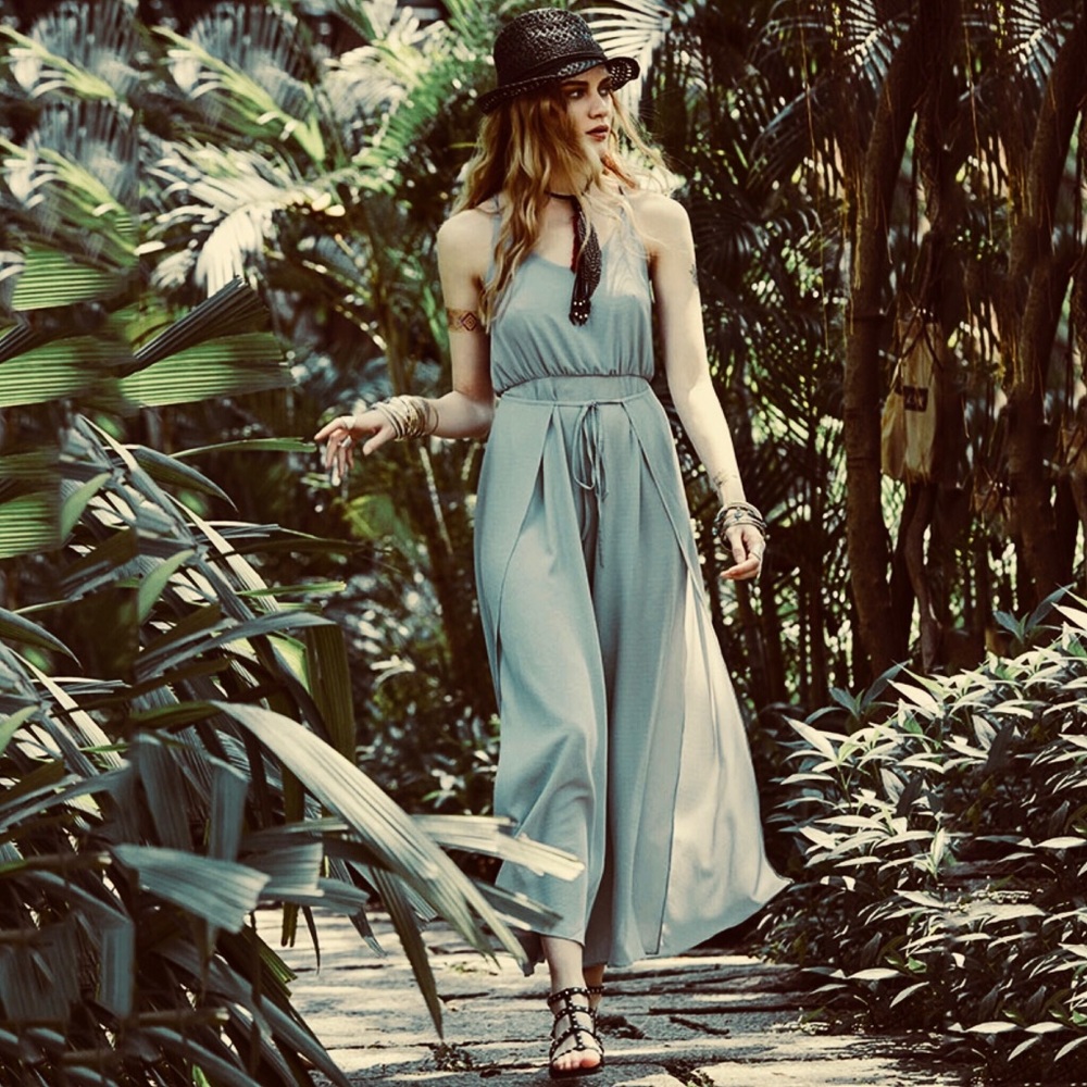 wrap split leg jumpsuit - Picture 2 of 8